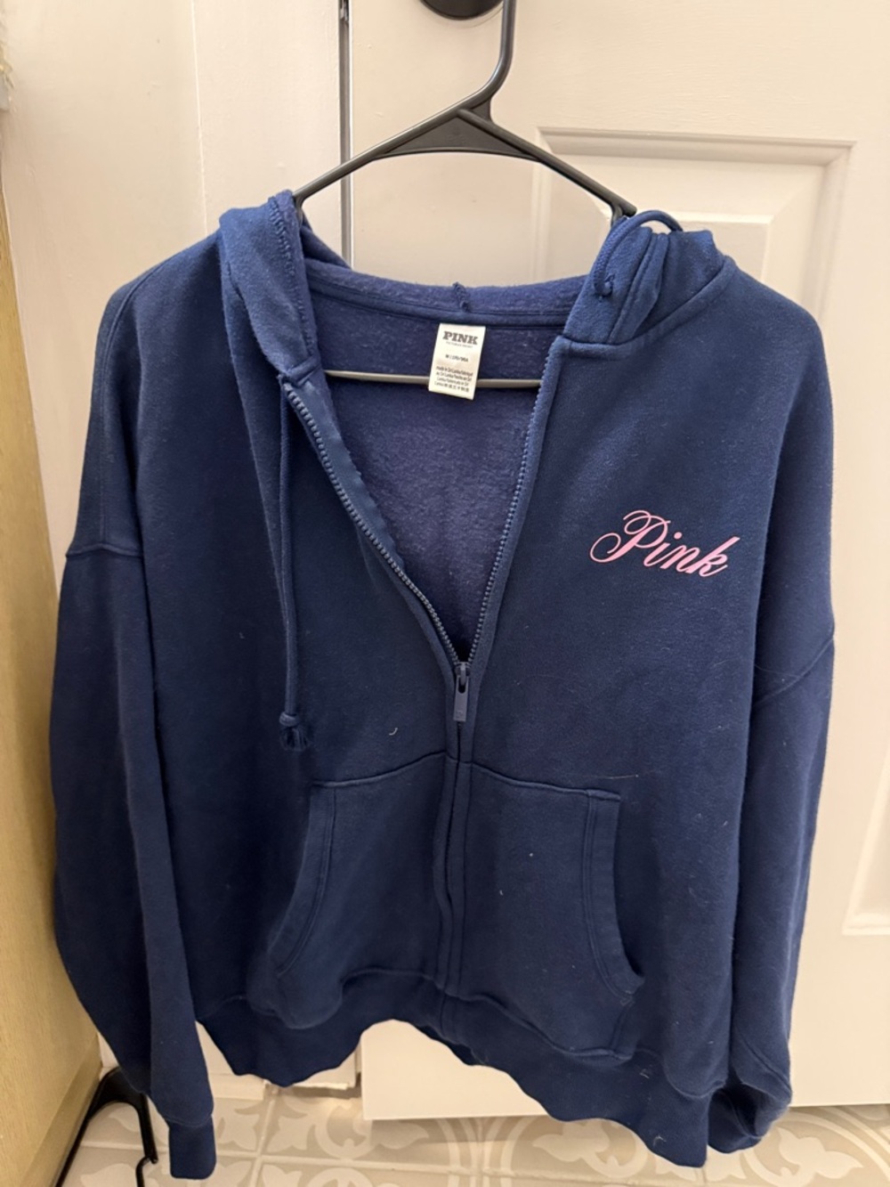 PINK Victoria's Secret Navy womens Hoodie with Pink Script
